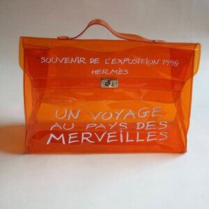 "Hermes" Vinyl Kelly 1998 Orange Beach Bag Souvenir De L'Exposition